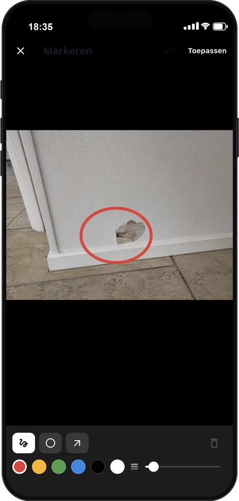 Gebreken markeren op een foto