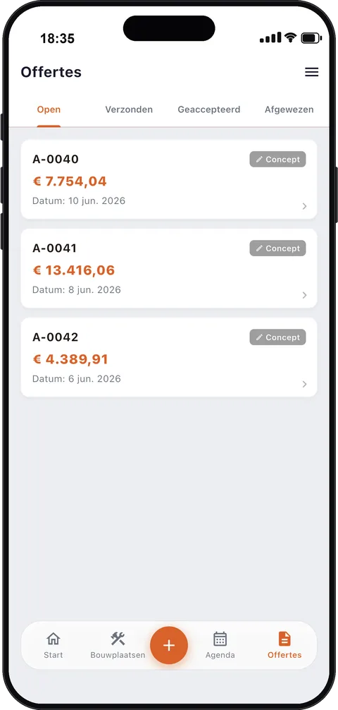 PDF-offertes in de app voor vakmensen