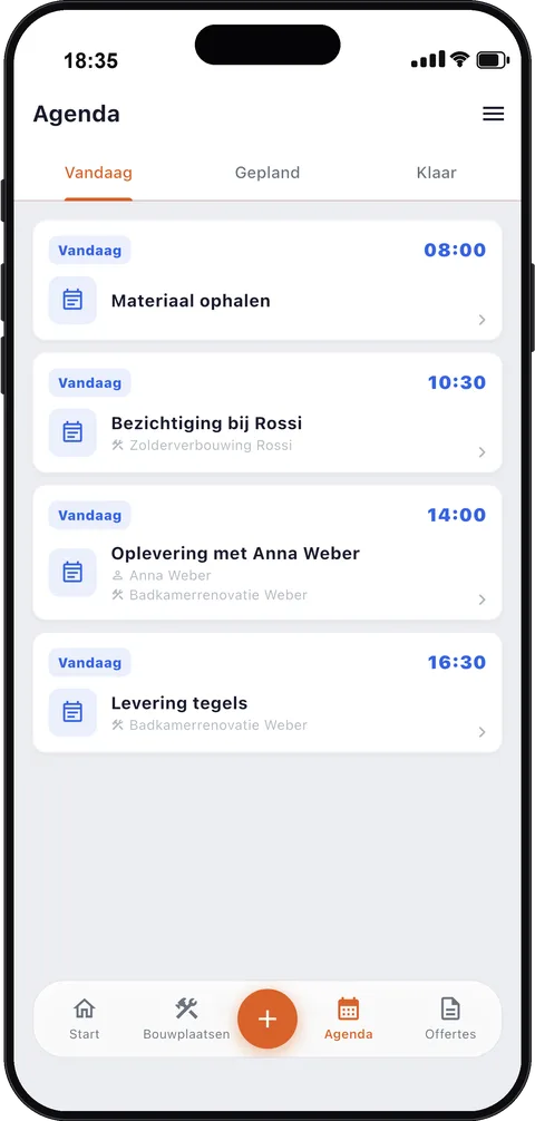 Afsprakenkalender voor vakmensen